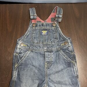 OshKosh B'gosh Unisex 18M Vestback Denim Overalls Fully Lined Snap Bottom VGC